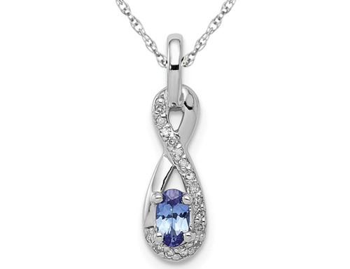 1/5 Carat Tanzanite Infinity Drop Pendant Necklace in Sterling Silver with Chain