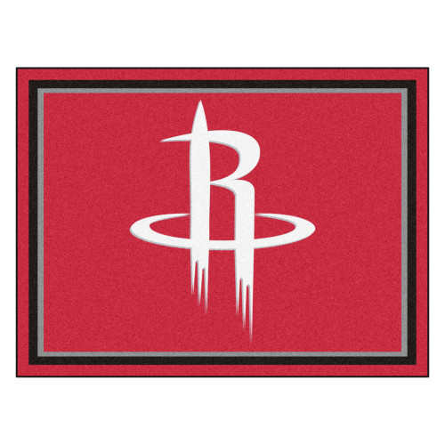 7.25' x 9.75' White and Red NBA Houston Rockets Plush Non-Skid Area Rug