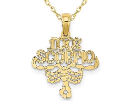 10K Yellow Gold 100% SCORPIO Charm Astrology Pendant Necklace with Chain