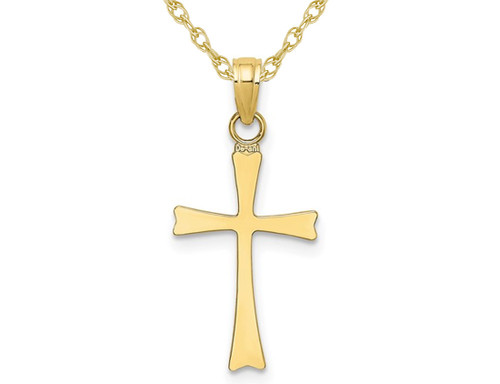 10K Yellow Gold Polished Cross Pendant Necklace with Chain