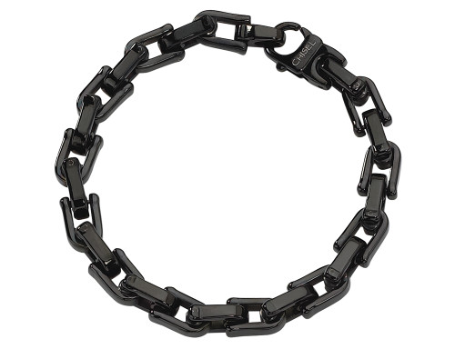 Mens Stainless Steel Bracelet in Black Plating 8.5 Inch