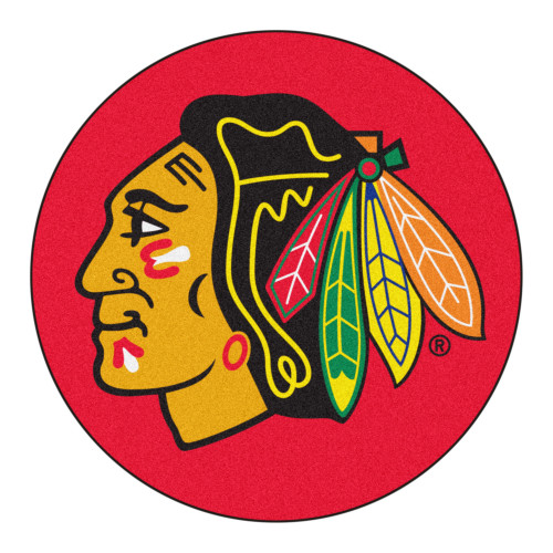 27" Red and Green NHL Blackhawks Puck Mat Round Area Rug