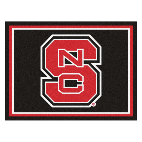 8' x 10' Black and Red NCAA North Carolina State University Wolfpack Plush Non-Skid Area Rug