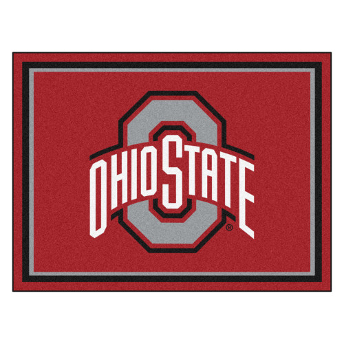 8' x 10' Red and White NCAA Ohio State University Buckeyes Plush Non-Skid Area Rug