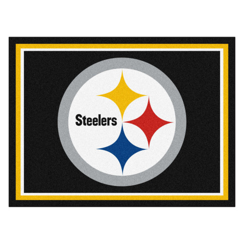 7.25' x 9.75' Vibrantly Colored NFL Pittsburgh Steelers Plush Non-Skid Area Rug