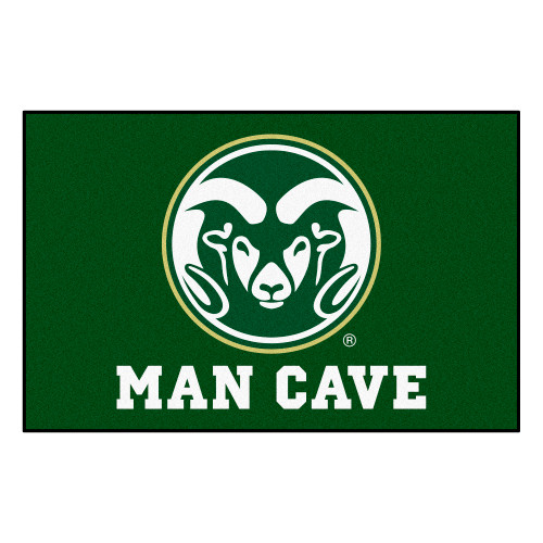 19" x 30" White and Green NCAA Rams Man Cave Starter Rectangular Mat Area Rug