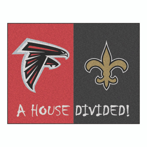33.75" x 42.5" Red and Black NFL Falcons and Saints House Divided Mat Area Rug