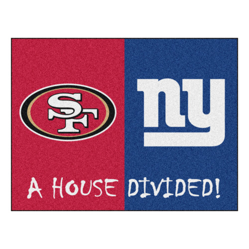 33.75" x 42.5" Red NFL House Divided 49ers and Giants Mat Area Rug