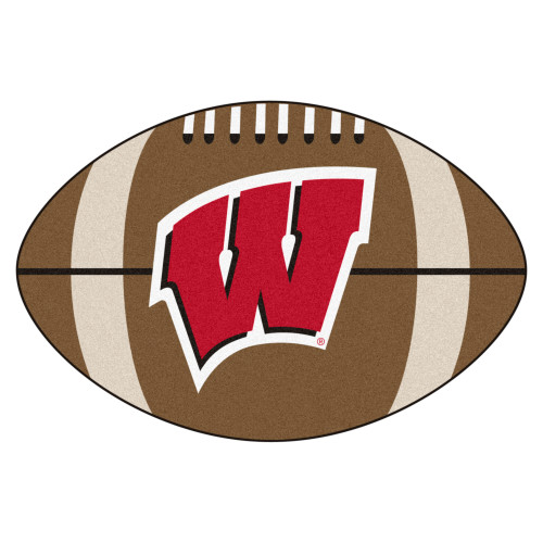 20.5" x 32.5" Brown and Red NCAA University of Wisconsin Badgers Football Area Rug