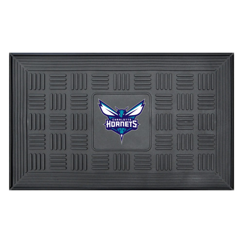 19.5" x 31.25" Black and Blue NBA Charlotte Hornets Outdoor Door Mat