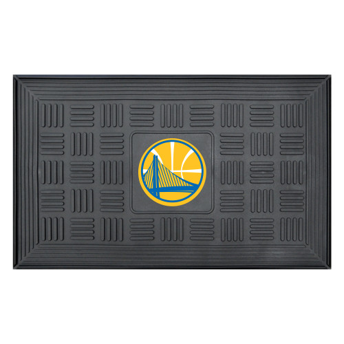 19.5" x 31.25" Black and Yellow NBA Golden State Warriors Outdoor Door Mat