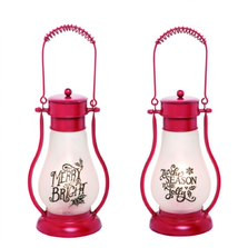 Set of 2 Contemporary Red Christmas Holiday Lanterns Decors 12"