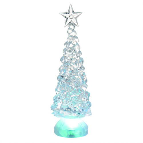 Set of 2 Clear Christmas Light Up Snowman Snow Globe Decors 13"