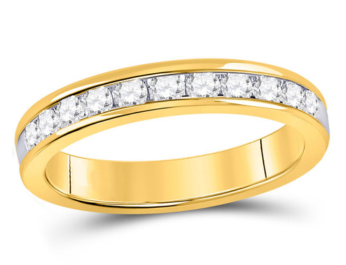 Channel Set Diamond Wedding Band Ring 1/2 Carat (ctw H-I, I1-I2) in 14K Yellow Gold