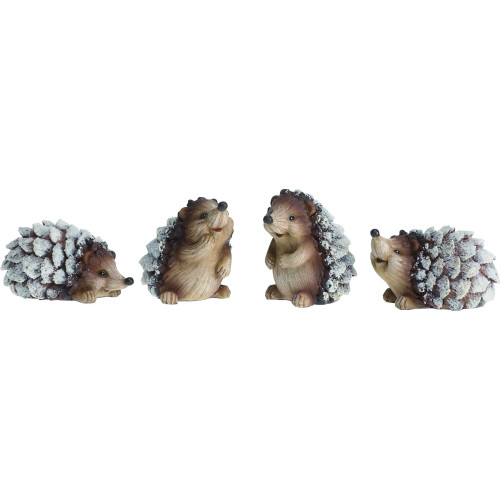 Set of 4 Snow Hedgehog Christmas Figurines 4"