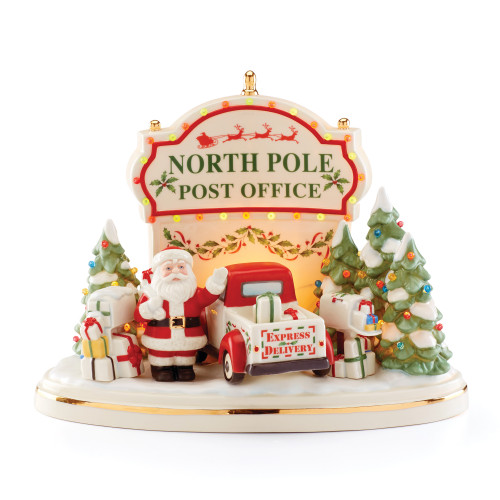 10" Red, White, and Green Santa's Post Office Light-Up and Musical Centerpiece