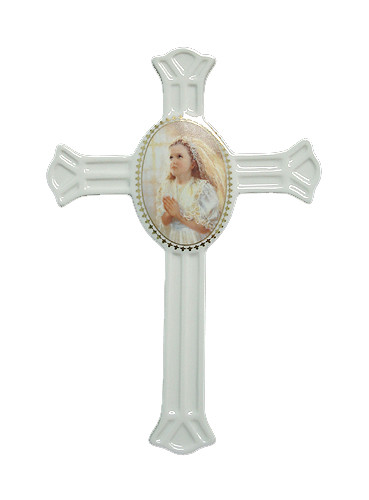 Kathryn Fincher First Communion Girl Porcelain Wall Cross #13159