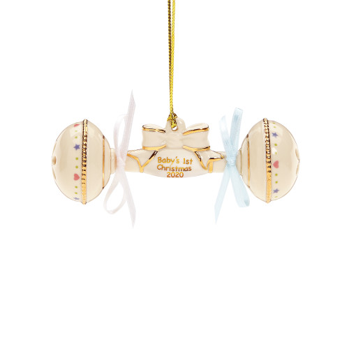 4.25" Beige and Gold Holiday Accessories and Gift Collections 2020 Baby'S First Christmas Rattle Ornament