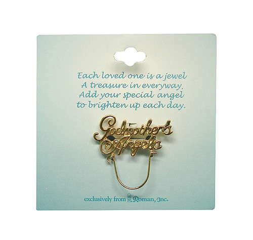 Set of 6 Gold Godmother's Angels Charm Holder Pendant Pins 5"