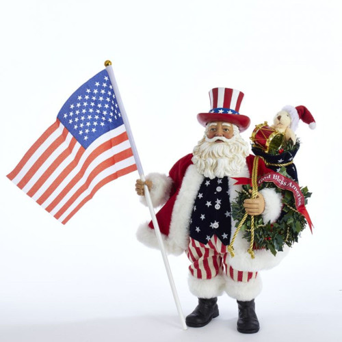 12.5" Patriotic Americana Musical Santa Christmas Table Top Figurine