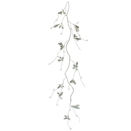 Set of 18 Silver Mini Leaf and White Berry Decorative Plastic Hanging Garland, 33.5"