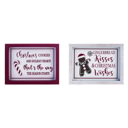 Set of 2 Multicolor Wood Christmas Gingerbread Decoration 8"