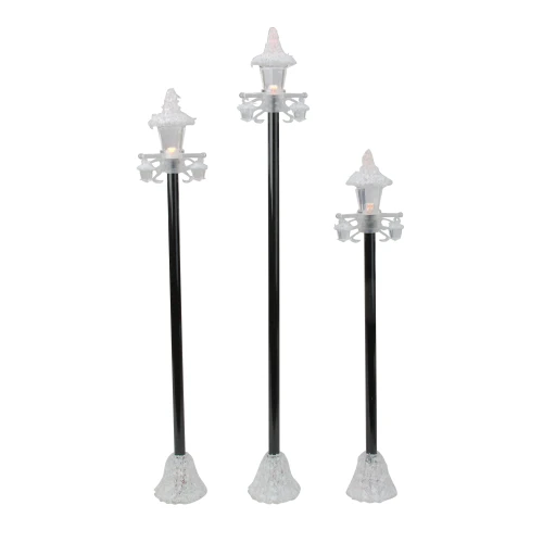 Set of 3 LED Lighted Victorian-Style Christmas Village Lamp Post Figures