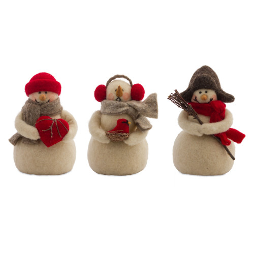 Pack of 6 Ivory White and Red Snowmen Decoration, 8.50”