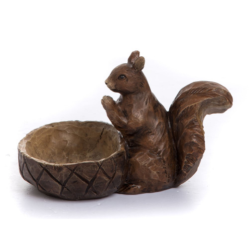 8" Brown Contemporary Squirrel with Container Thanksgiving Tabletop Decor