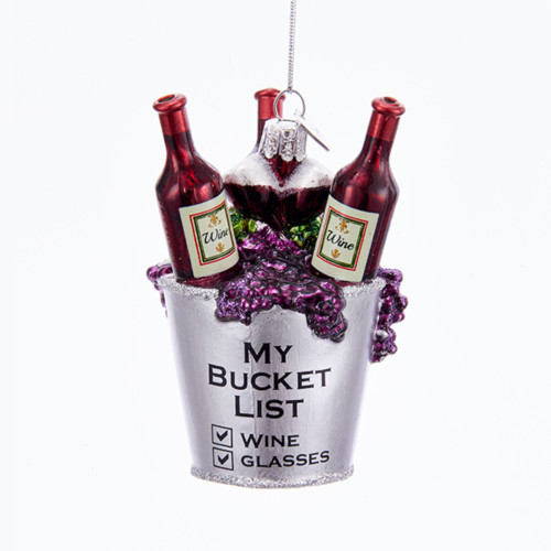Pack of 8 Red and Silver Colored Wine Bucket List Decorative Ornaments 3.75"