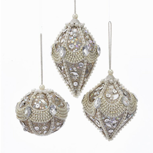 Club Pack of 12 Champagne and Silver Colored Decorative Ornaments 6"