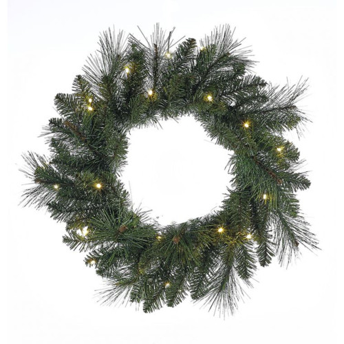 18" Classic Green Pre-Lit Indoor and Outdoor Christmas Decorative Wreath