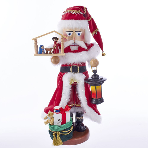 18.5" White and Red Steinbach Nativity Santa Decorative Musical Nutcracker
