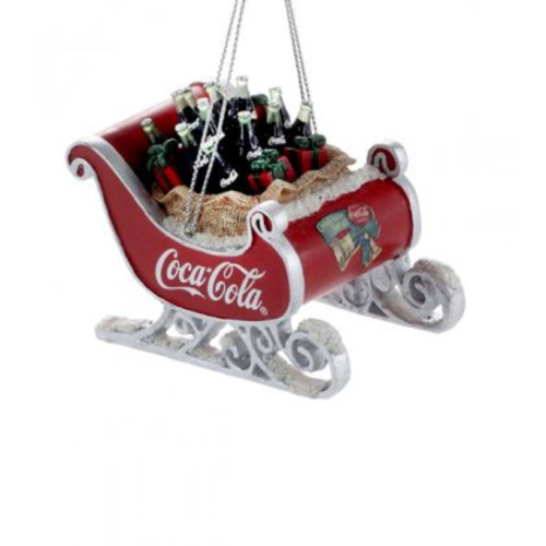 Club Pack of 12 Resin Coca-ColaÂ® Sleigh With Presents Christmas Ornaments 4"