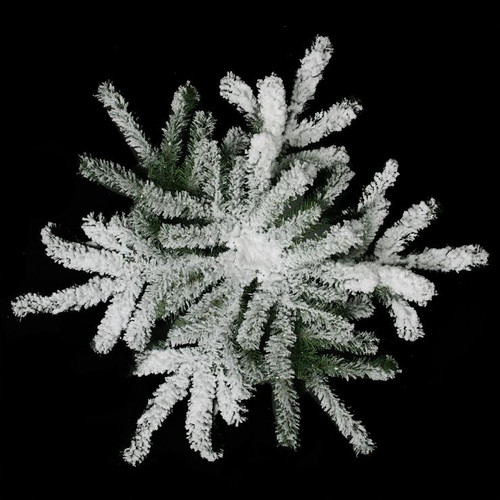 24" Green and White Flocked Artificial Spruce Snowflake Christmas Wall Hanging Decor - Unlit