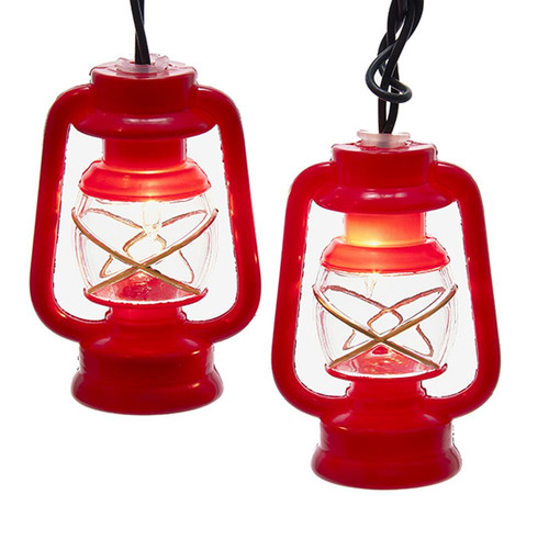 12' Red and Transparent Colored Novelty Style Lantern Incandescent Lights