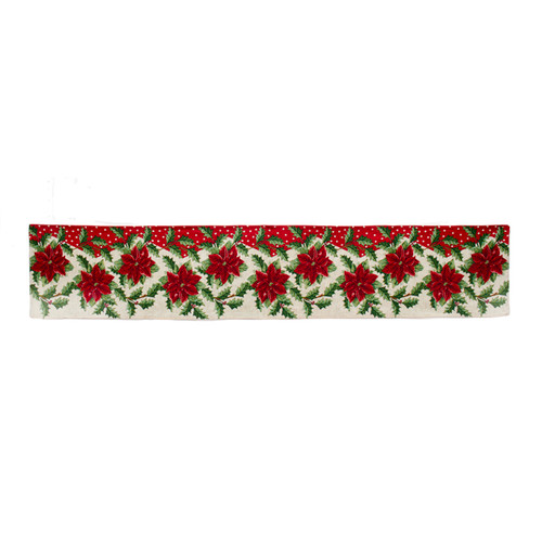 Pack of 6 Red and White Zig-Zag Poinsettia Design Decorative Christmas Table Runners 71"