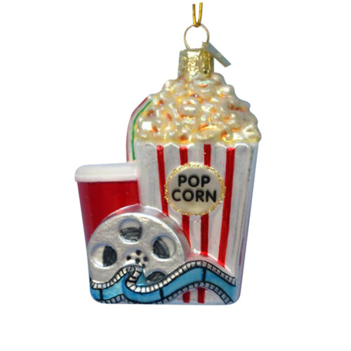 Pack of 8 Noble Gems Glass Popcorn and Movie Christmas Ornaments 3.25"
