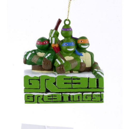 Club Pack of 24 "Green Greetings" Teenage Mutant Ninja Turtle Christmas Ornaments 3.5"