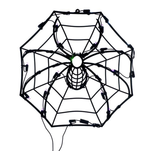 Lighted Halloween Spider on a Web Window Silhouette Decoration 17"