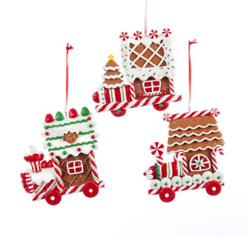 Club Pack of 12 Red and White Clay Dough Train Christmas Ornaments 4"