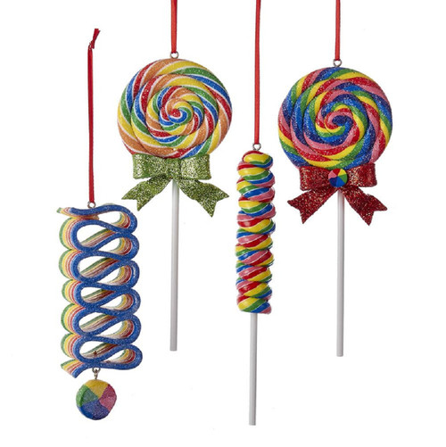 Club Pack of 24 Vibrantly Colored Glittering Lollipop Hanging Ornaments 6.5"