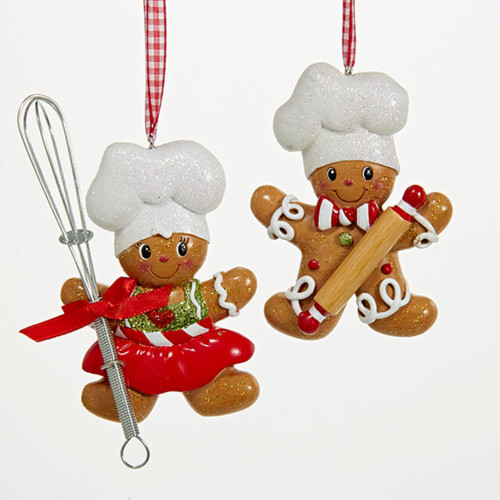 Club Pack of 12 Brown and White Gingerbread Boy and Girl Chef Ornaments 5.25"