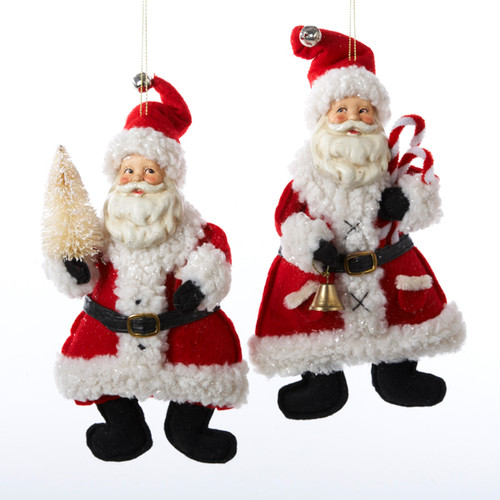 6 Santa Claus Classics Holding a Bell or Tree Christmas Figure Ornaments 9"