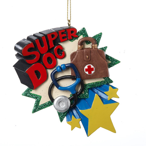 Club Pack of 12 "Super Doc" Medical Doctor Holiday Christmas Ornaments 3.75"