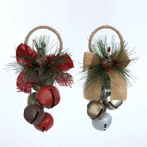 Pack of 6 Red and Brown Bell with Berries Christmas Door Hangers 8"