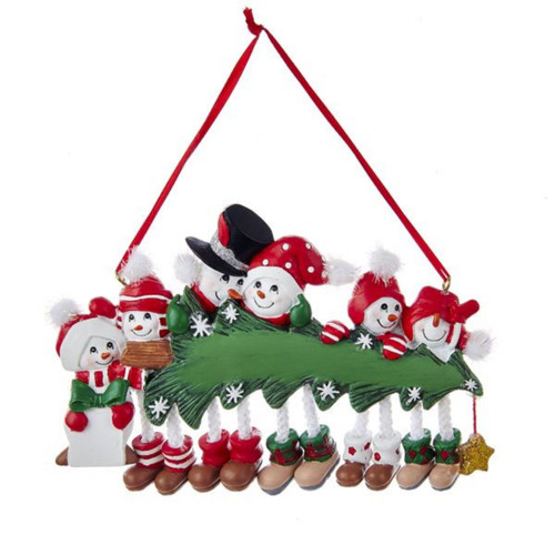 Club Pack of 12 Red and Green Snow Tree Family of Six Ornaments for Personalization 4"