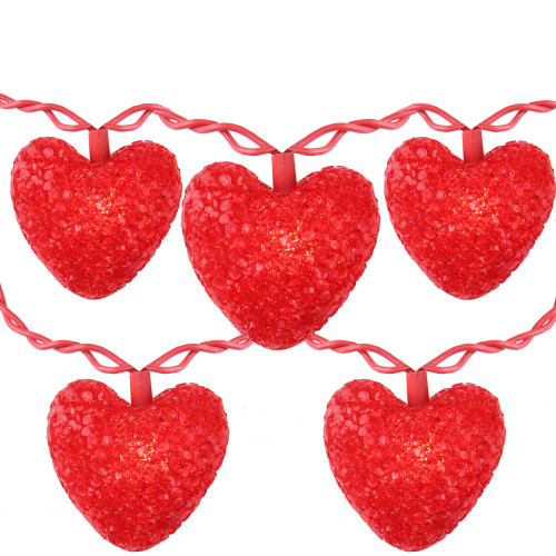 Set of 10 Valentines Day Heart Holiday Lights - Red Wire - 28382196