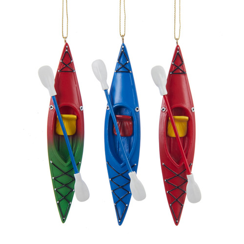 Club Pack of 12 Red and Blue Kayaks Christmas Hanging Ornaments 5.25"