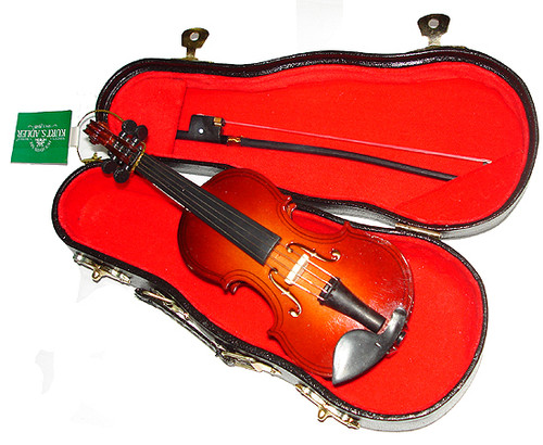 12 Seasons of Elegance Brown Wood Violin Musical Instrument Christmas Ornaments
